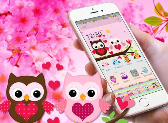 Pink Lovely Owl Cartoon Theme