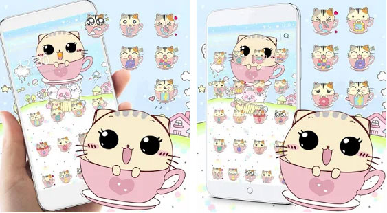 Kawaii Kiity Tema Cangkir Kucing