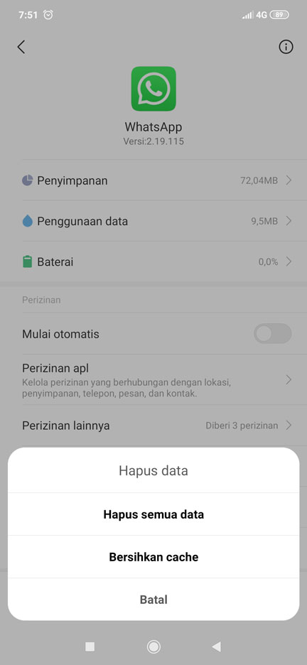 Bersihkan Cache dan Hapus Data Aplikasi WhatsApp