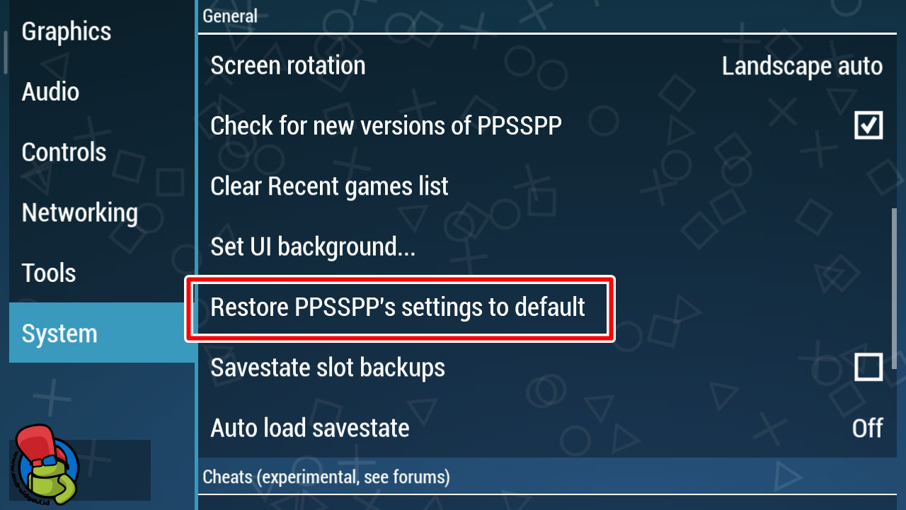 setting default ppsspp